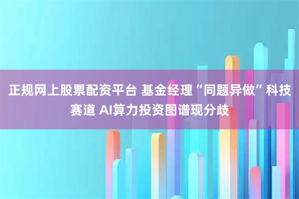 正规网上股票配资平台 基金经理“同题异做”科技赛道 AI算力投资图谱现分歧